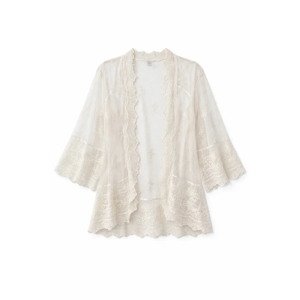 American Eagle Sheer Lace Kimono‎ Jacket | Ivory Boho Romantic Layer Medium
